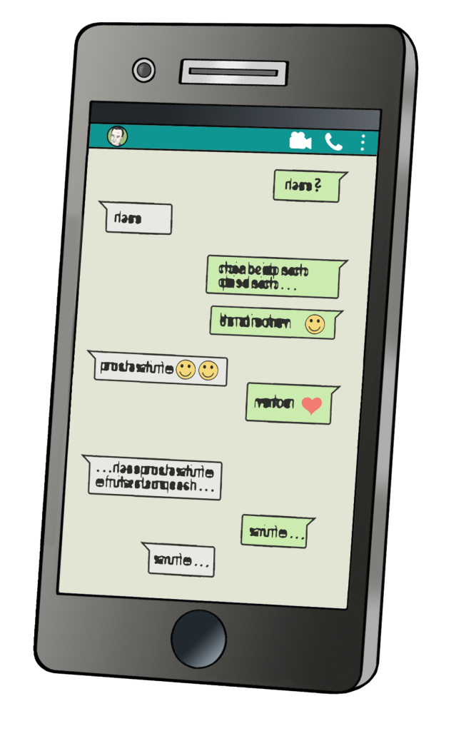 Ein Handy, das den Chatverlauf zwischen zwei Leuten zeigt
